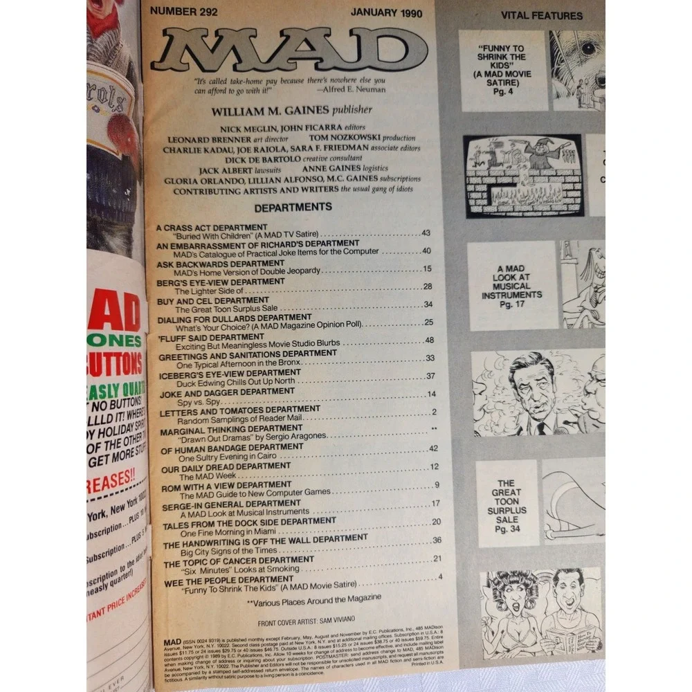 MAD Magazine #292 January 1990 Nintendo Super Mario Bros NES Games Guide FN/VF‎